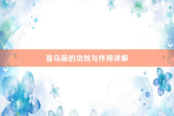 首乌藤的功效与作用详解